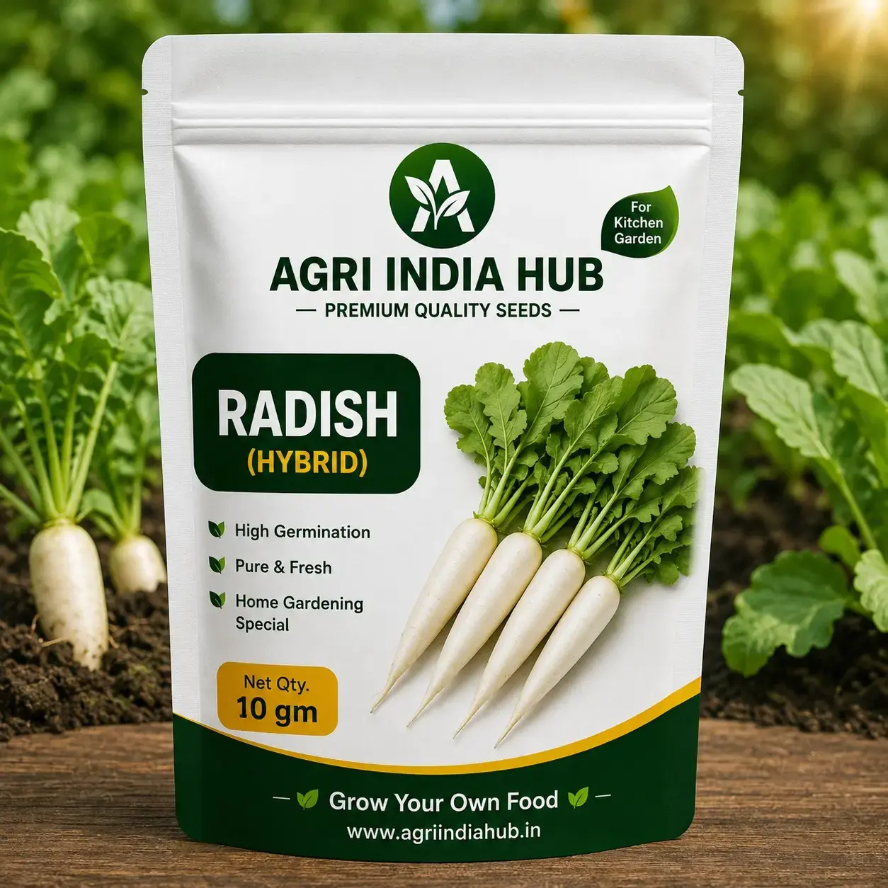 161 Radish Seeds 10 Gm | Mooli Seeds for Home & Kitchen Garden - Image 1